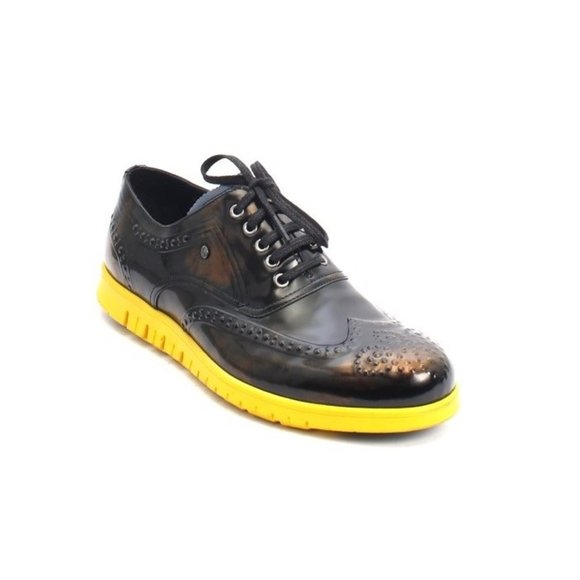 ROBERTO SERPENTINI 23909 Black / Navy / Yellow Leather...